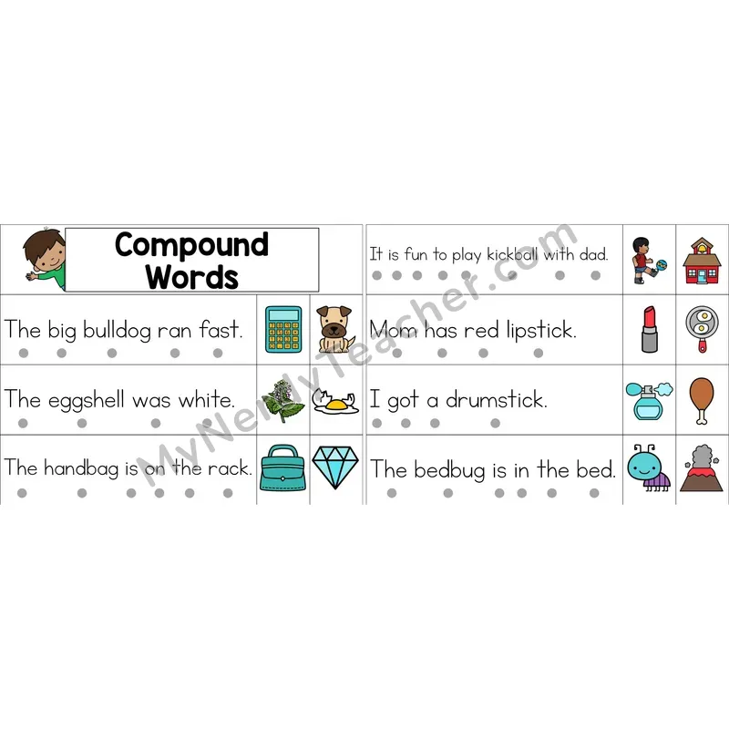 Compound Words Decodable Sentence Strips (Color)
