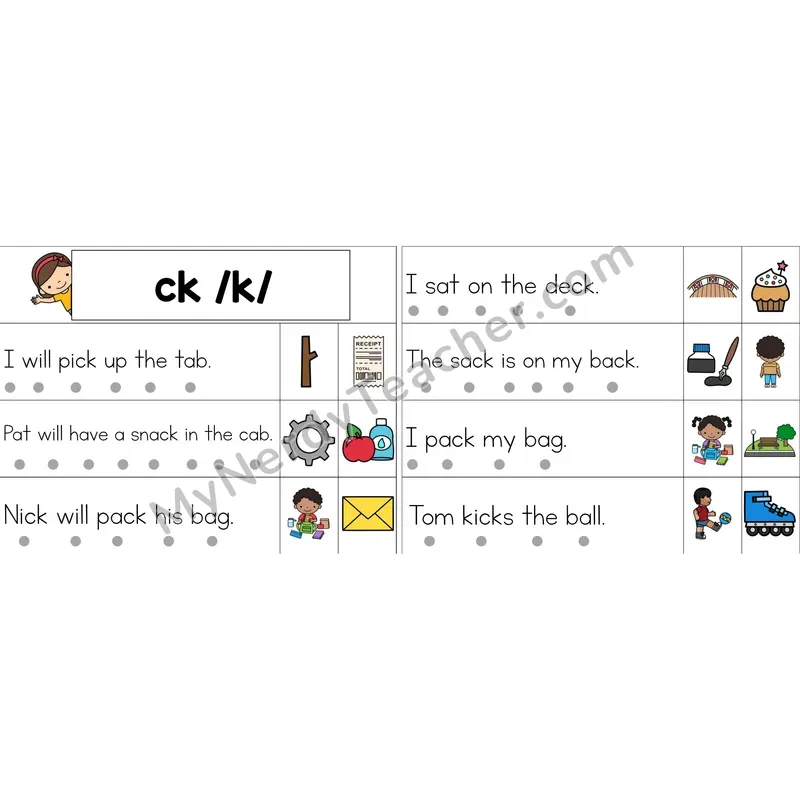 ck Digraph Decodable Sentence Strips (Color)