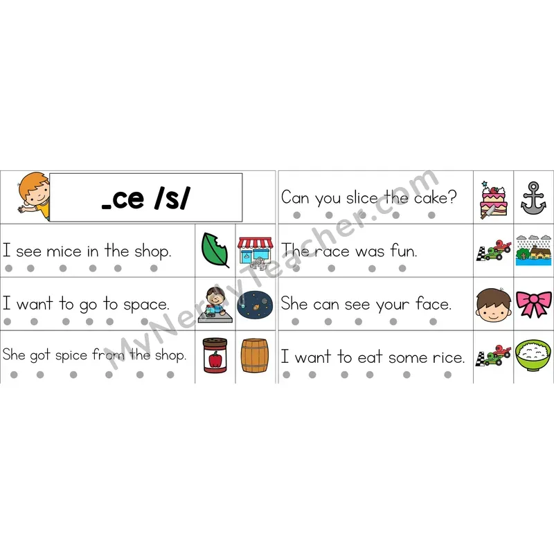 Soft C (_ce) Decodable Sentence Strips (Color)