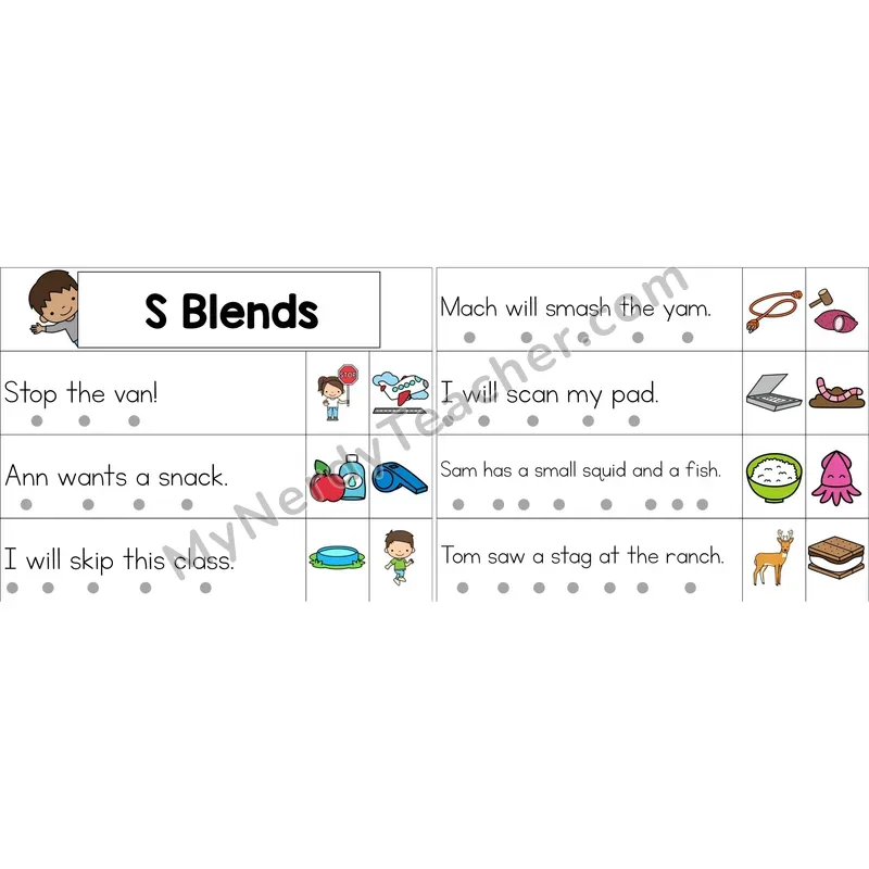 S Blends Decodable Sentence Strips (Color)