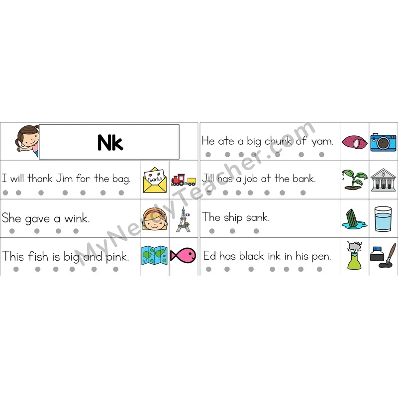 nk Glued Sound Decodable Sentence Strips (Color)