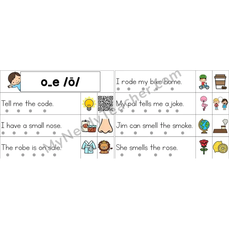 o_e (Long O VCe) Decodable Sentence Strips (Color)