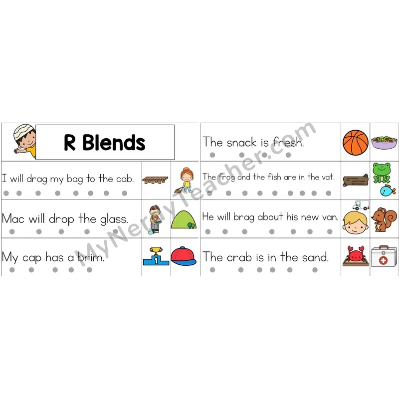 R Blends Decodable Sentence Strips (Color)
