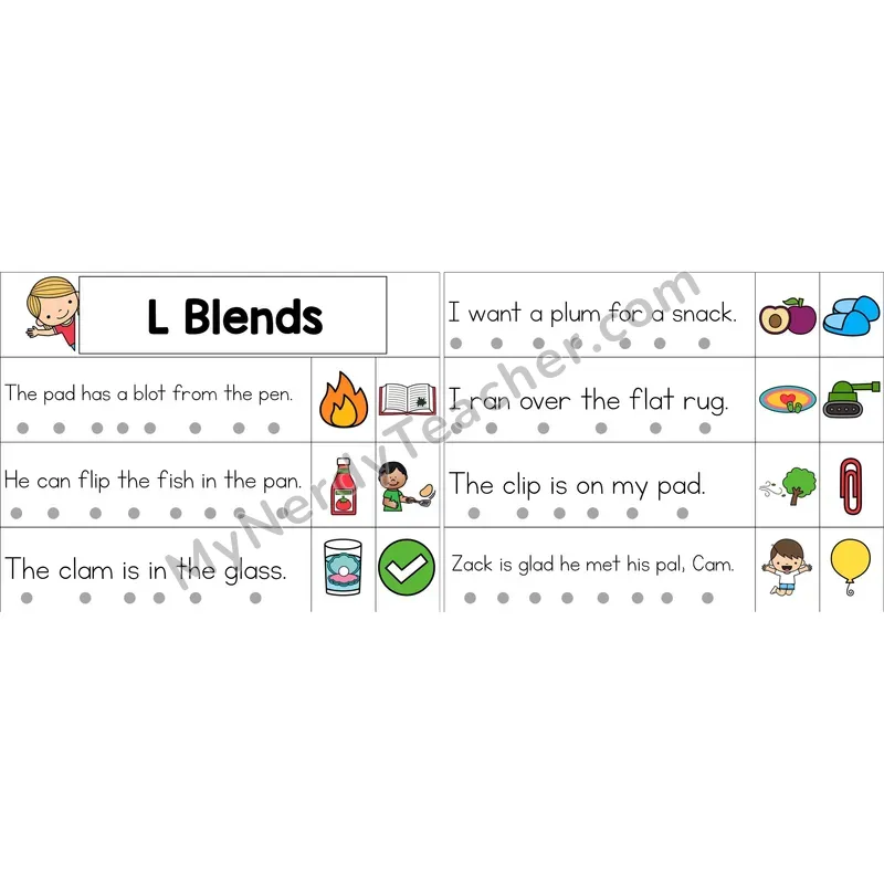L Blends Decodable Sentence Strips (Color)