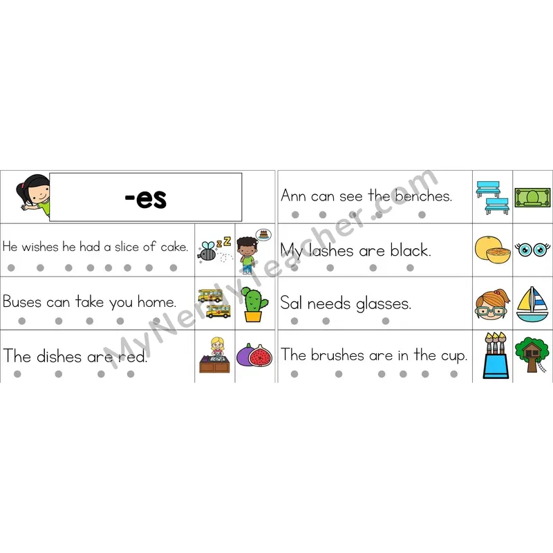 Inflectional -es Decodable Sentence Strips (Color)