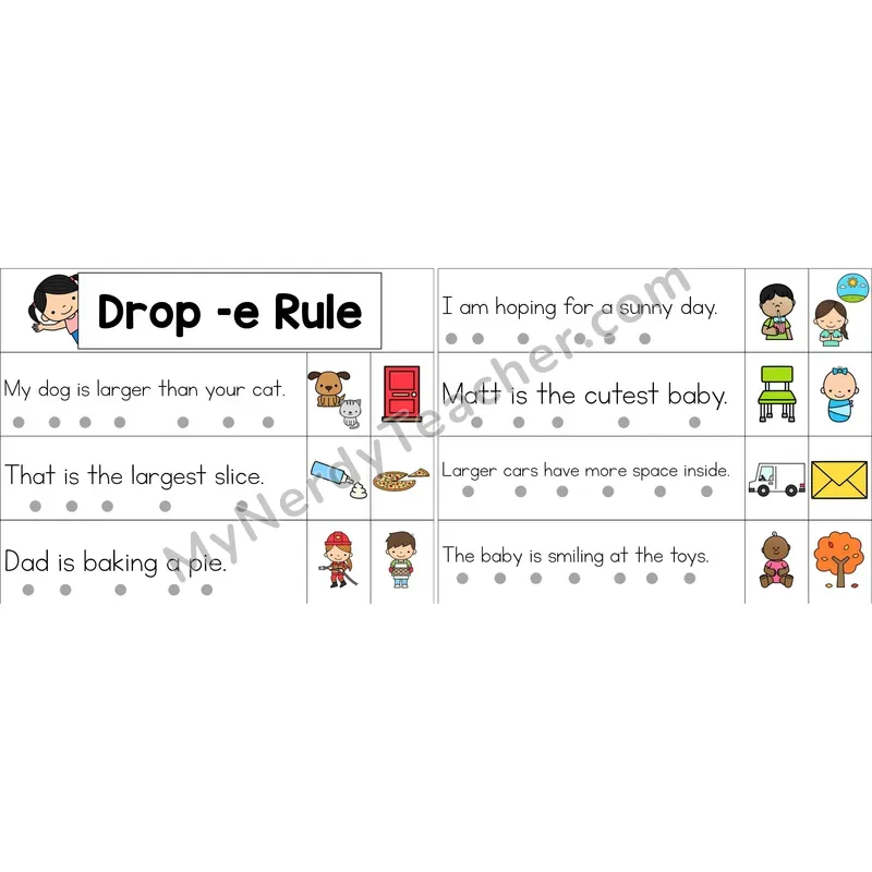 Drop -e Rule Decodable Sentence Strips (Color)