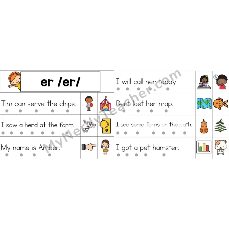 er (R-Controlled) Decodable Sentence Strips (Color)