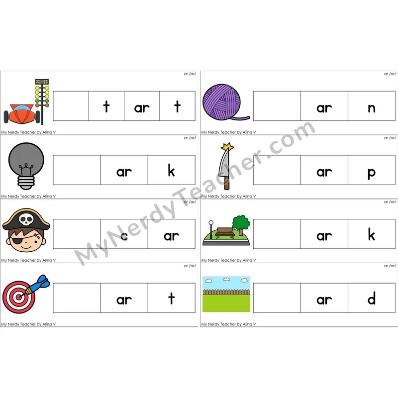 ar (R-Controlled) Missing Beginning Sounds Word Cards (Color)