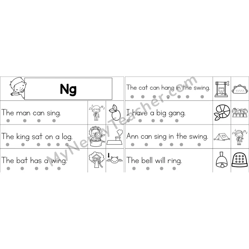 ng Glued Sound Decodable Sentence Strips (Black and White)