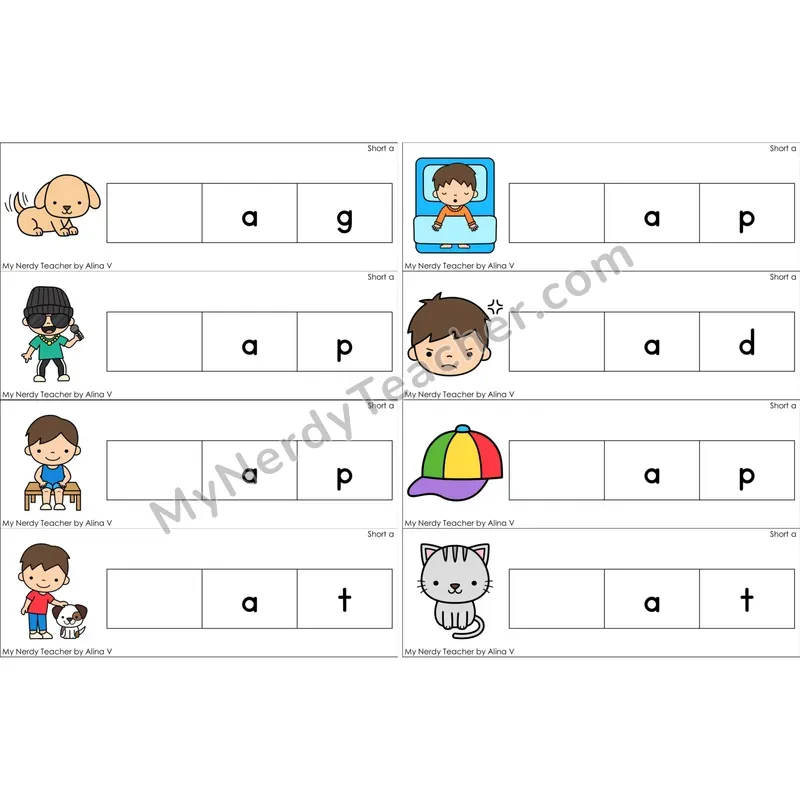 Short A Missing Beginning Sounds Word Cards (Color)