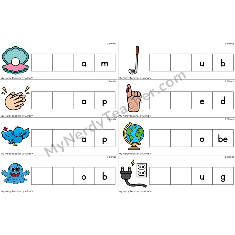 L Blends Missing Beginning Sounds Word Cards (Color)