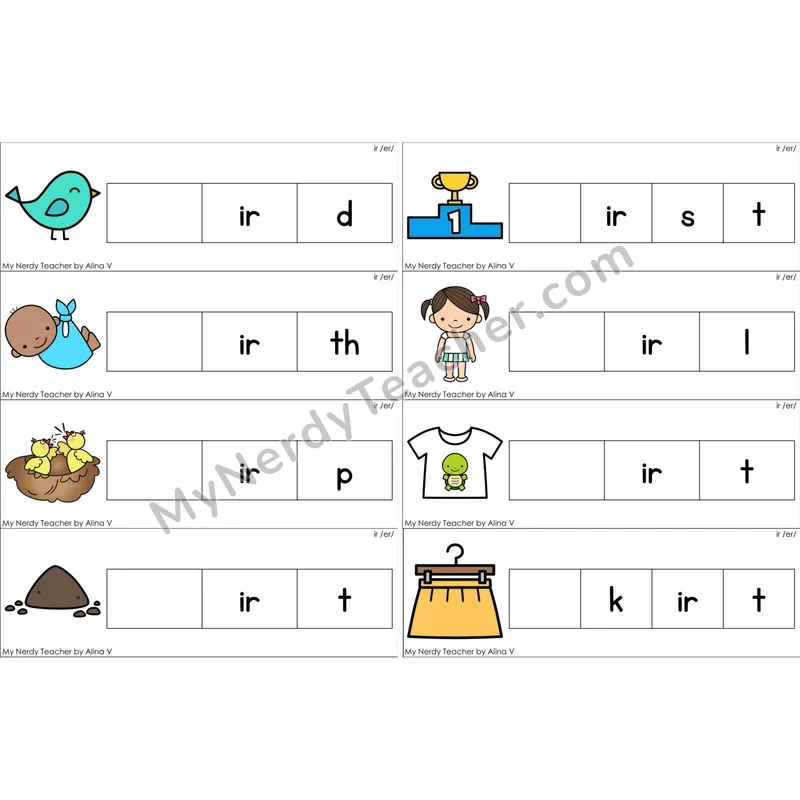 ir (R-Controlled) Missing Beginning Sounds Word Cards (Color)