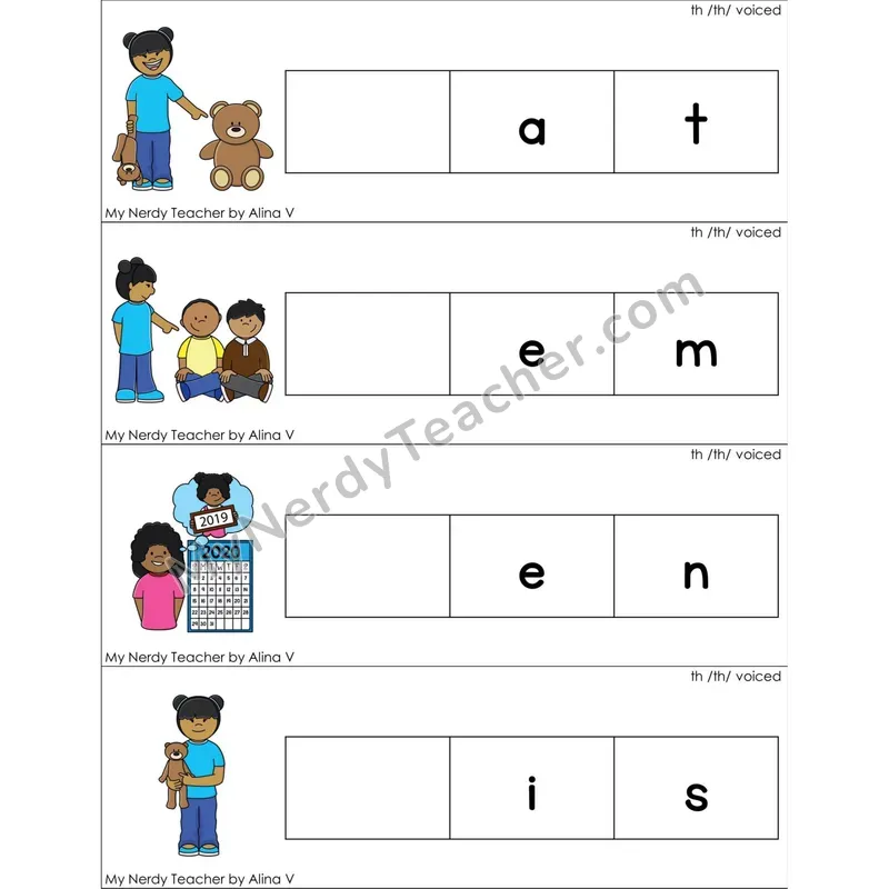 Voiced th Digraph Missing Beginning Sounds Word Cards (Color)