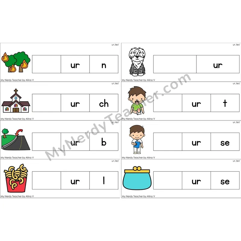 ur (R-Controlled) Missing Beginning Sounds Word Cards (Color)