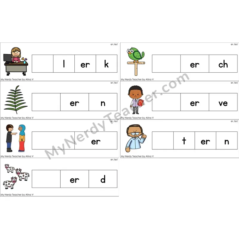 er (R-Controlled) Missing Beginning Sounds Word Cards (Color)
