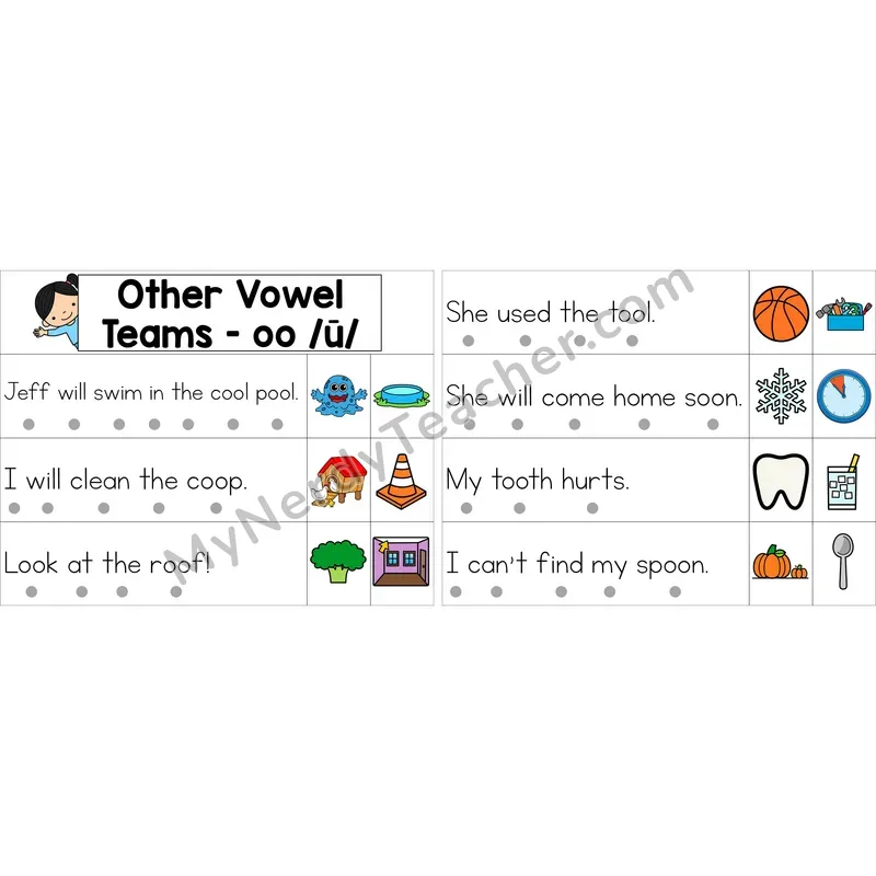 Editable oo, u (short oo sound) Decodable Sentence Strips (Color)