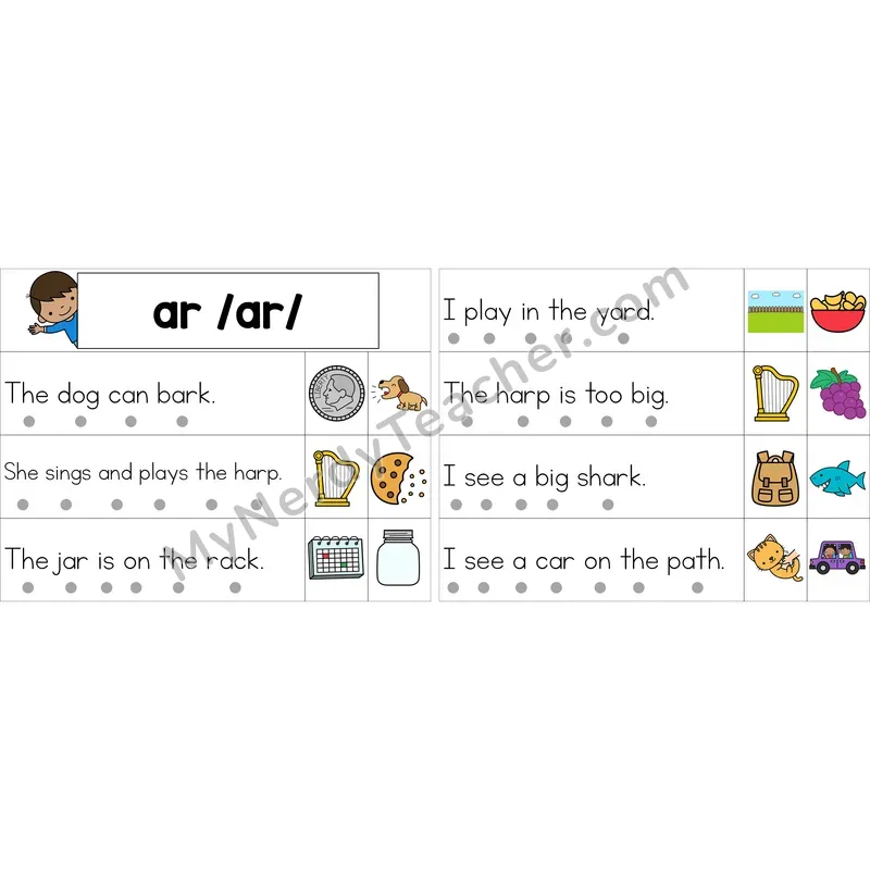 Editable ar (R-Controlled) Decodable Sentence Strips (Color)