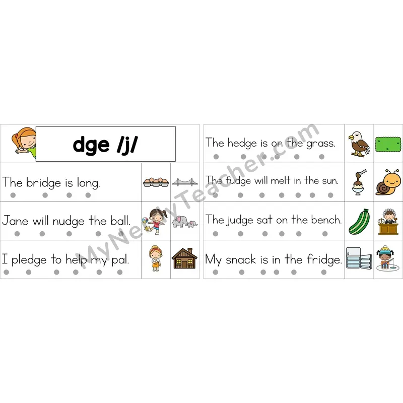 Editable dge Trigraph Decodable Sentence Strips (Color)