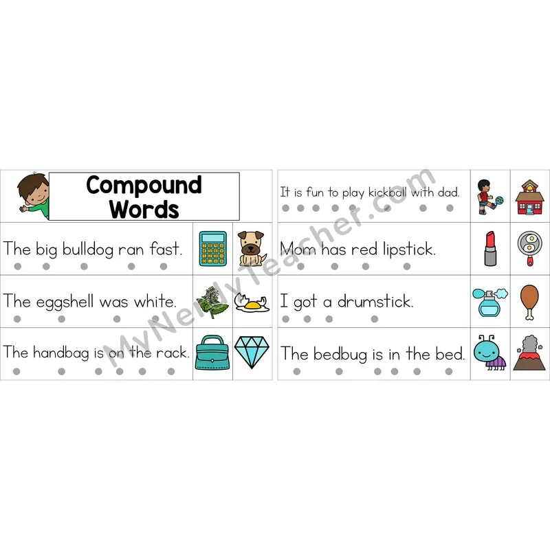 Editable Compound Words Decodable Sentence Strips (Color)