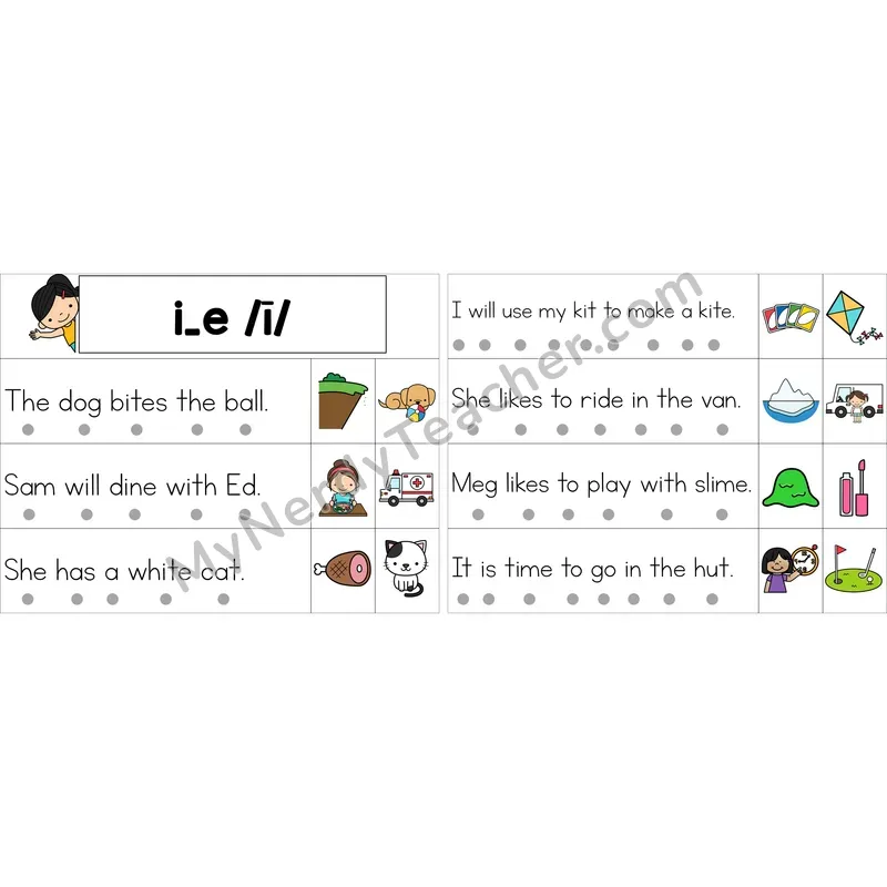 Editable i_e (Long I VCe) Decodable Sentence Strips (Color)