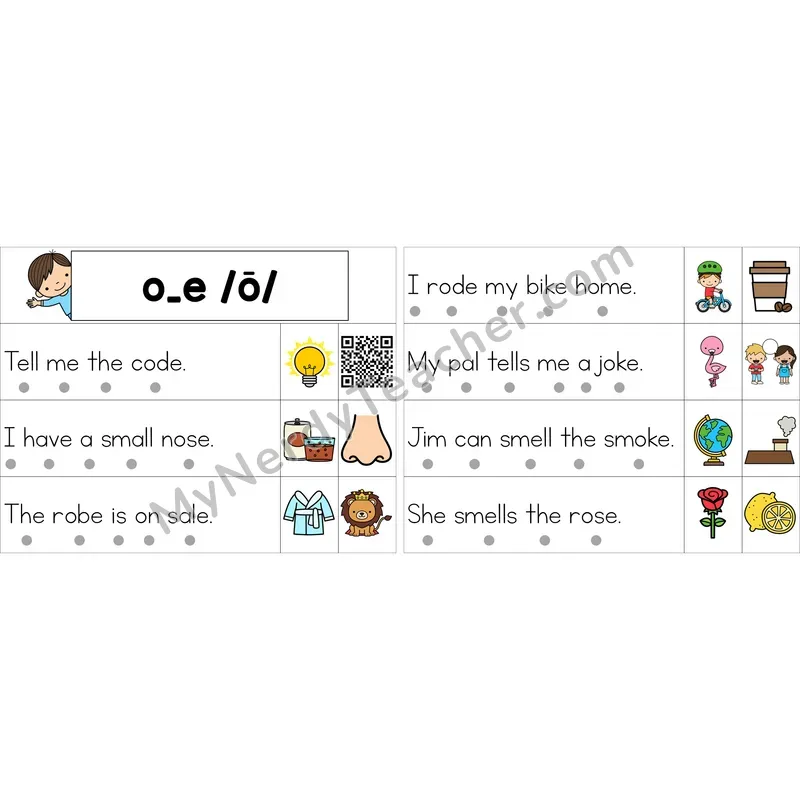 Editable o_e (Long O VCe) Decodable Sentence Strips (Color)