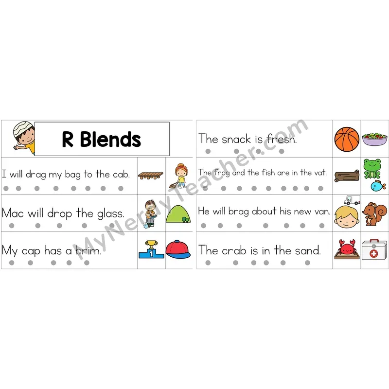 Editable R Blends Decodable Sentence Strips (Color)