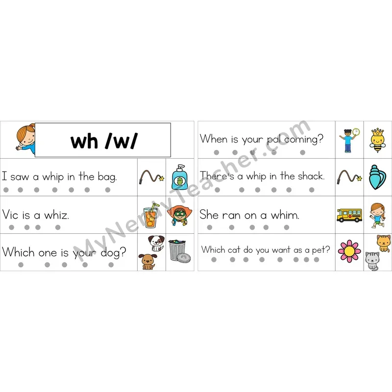 Editable wh Digraph Decodable Sentence Strips (Color)