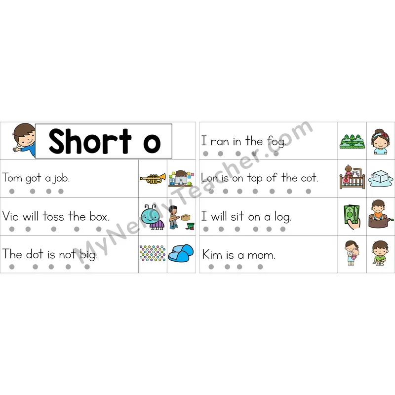 Editable Short O Decodable Sentence Strips (Color)