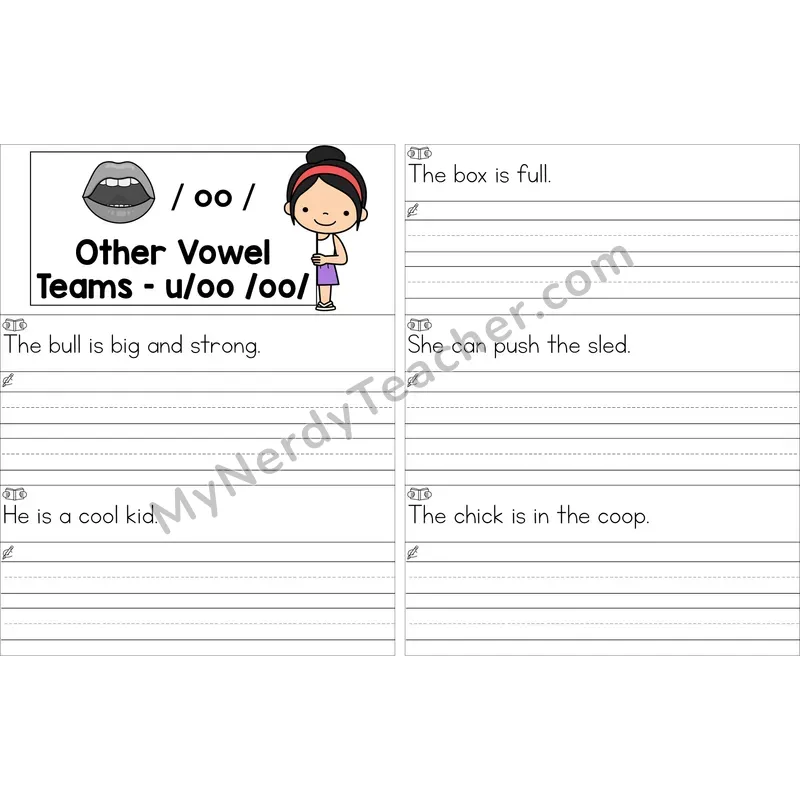 Editable oo (long oo sound) Read and Write Sentences (Color)