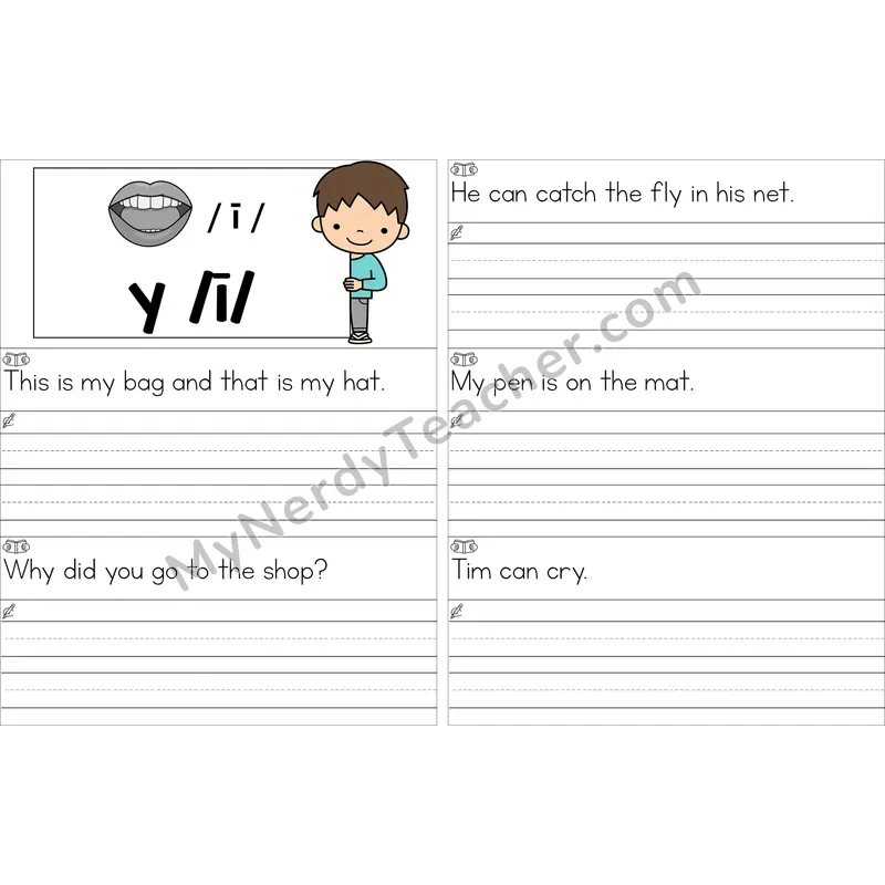 Editable y as Long I Read and Write Sentences (Color)