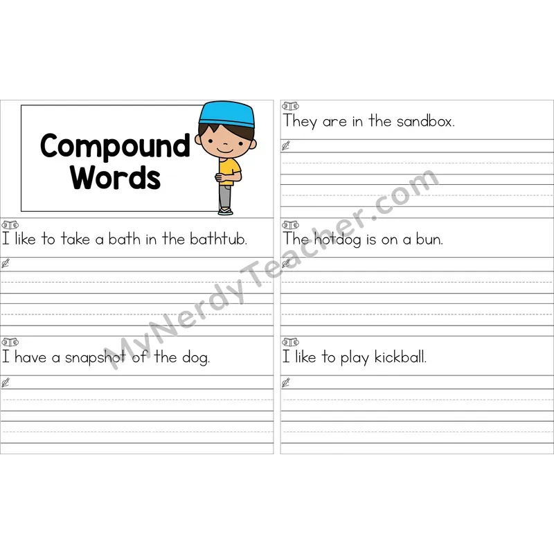 Editable Compound Words Read and Write Sentences (Color)