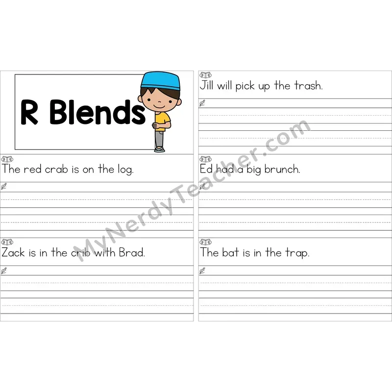 Editable R Blends Read and Write Sentences (Color)