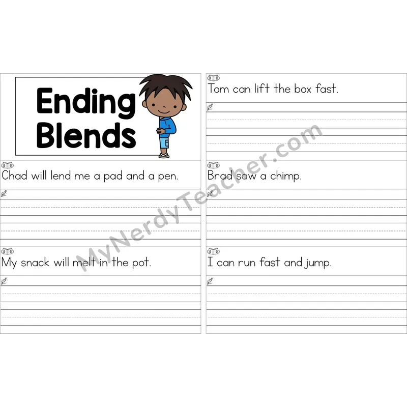 Editable Ending Blends Read and Write Sentences (Color)