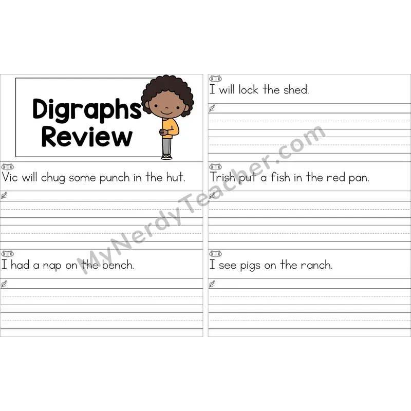 Editable Digraphs Review Read and Write Sentences (Color)