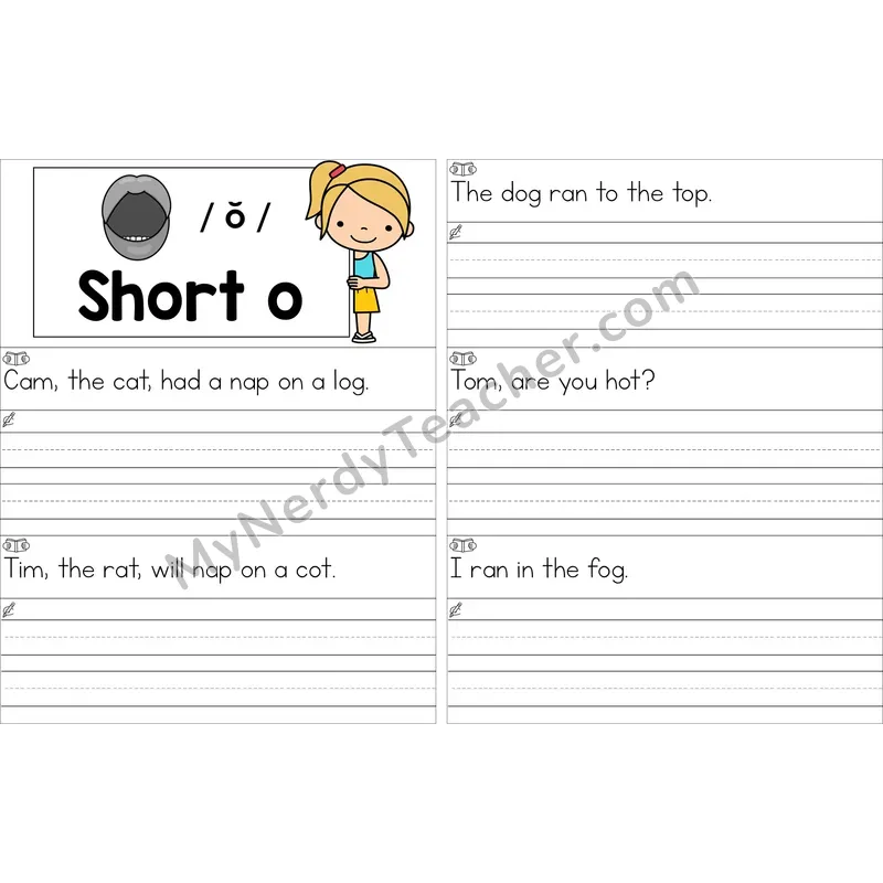 Editable Short O Read and Write Sentences (Color)