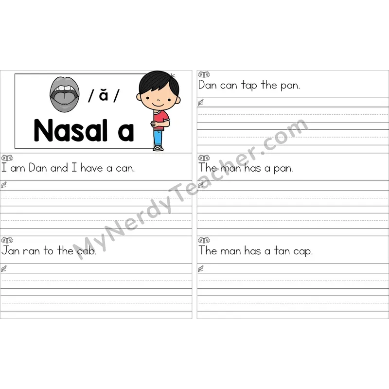 Editable Nasalized A (am, an) Read and Write Sentences (Color)