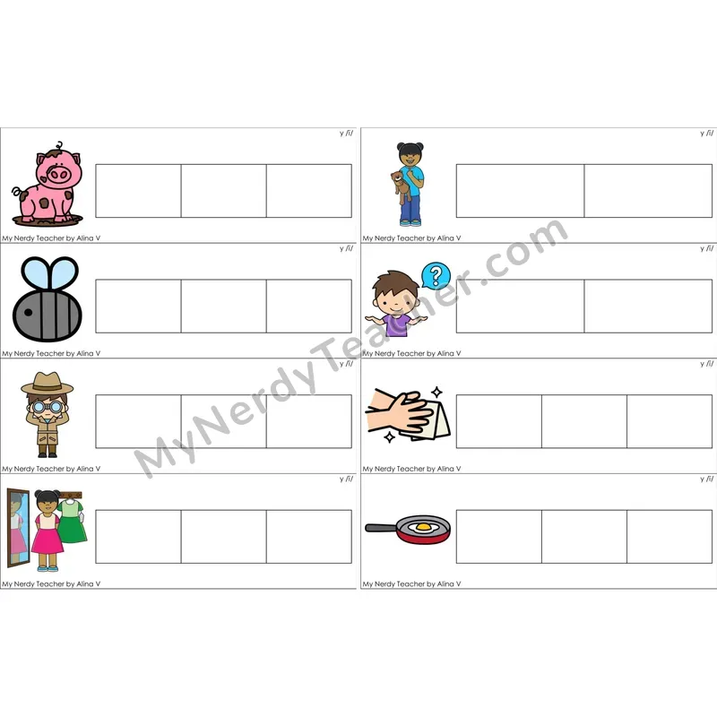 y as Long I Blending and Segmenting Clip Cards (Color)