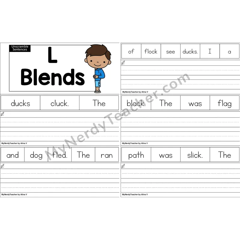 L Blends Blending and Segmenting Clip Cards (Color)