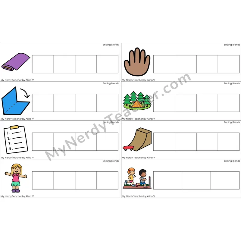 Ending Blends Blending and Segmenting Clip Cards (Color)