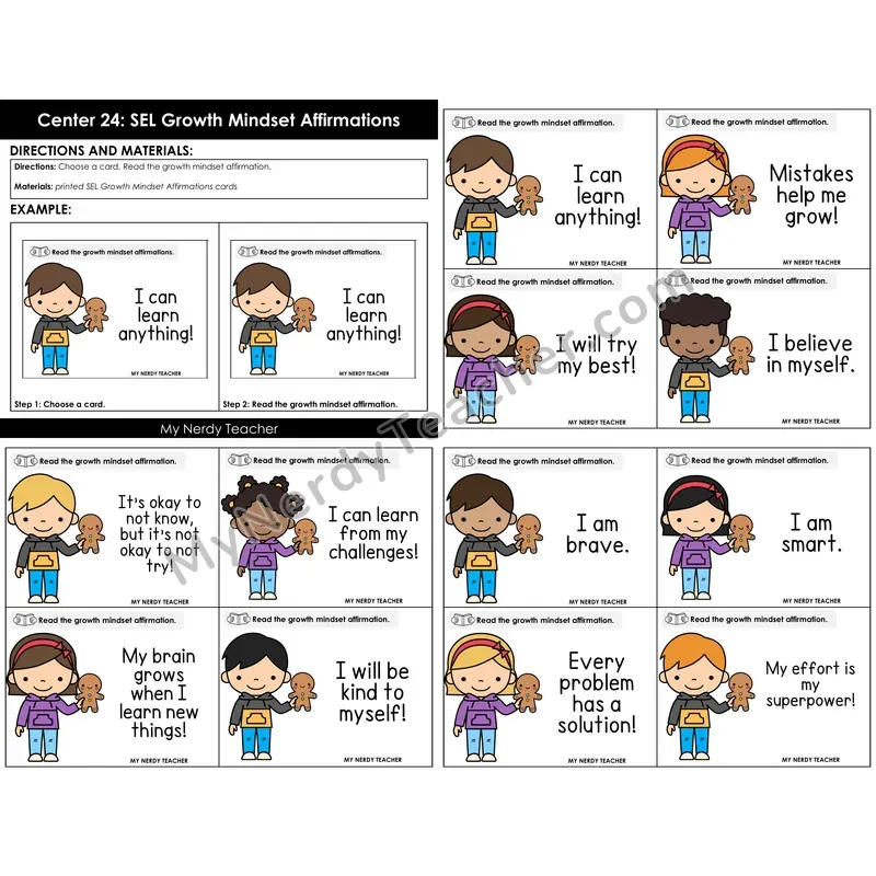 Morning Bins: SEL Growth Mindset Affirmation Cards — Winter Theme