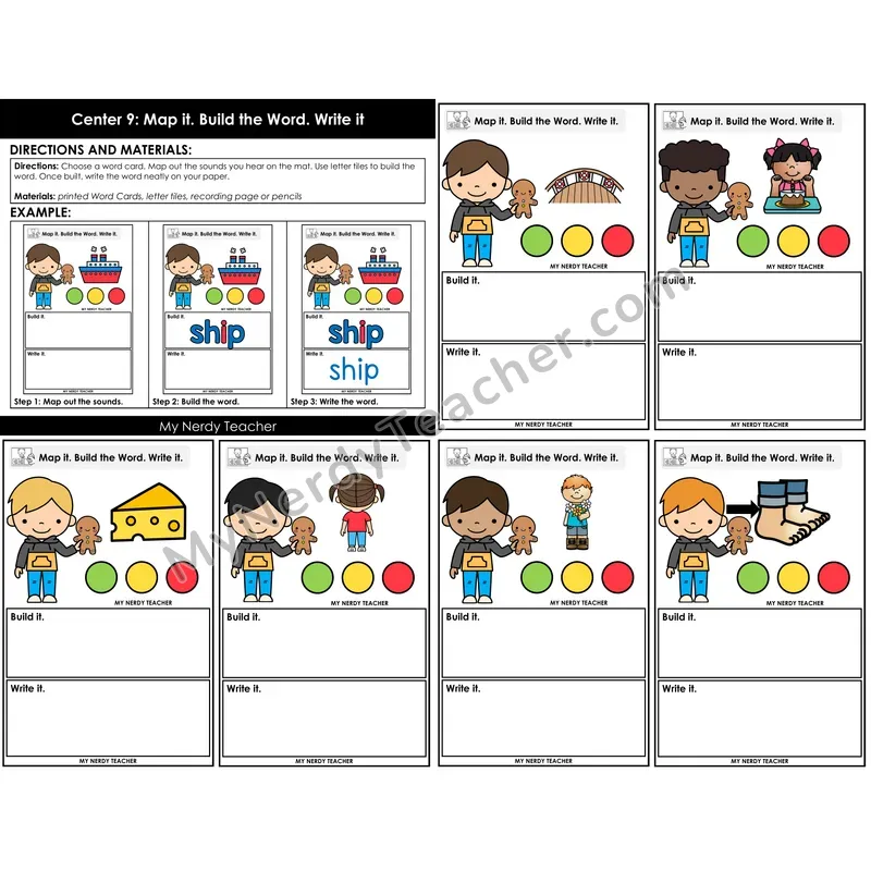 Morning Bins: Map It, Build It, Write It Phoneme Segmentation Cards — Winter Theme