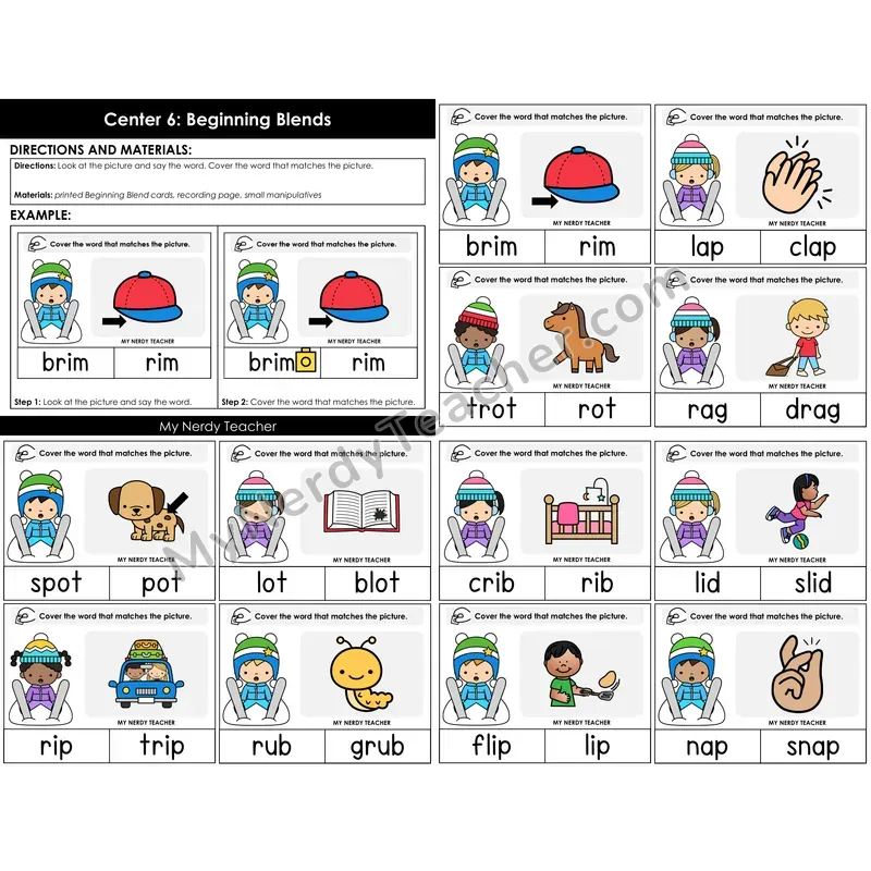 Morning Bins: Beginning Blends Picture Match Cards — Winter Theme