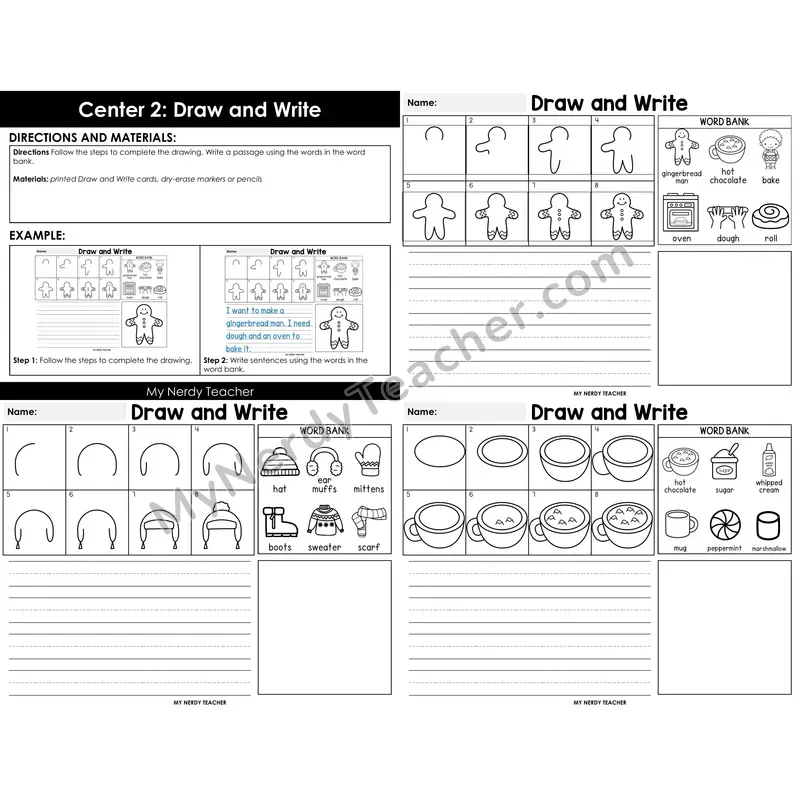 Morning Bins: Directed Drawing and Sentence Writing — Winter Theme