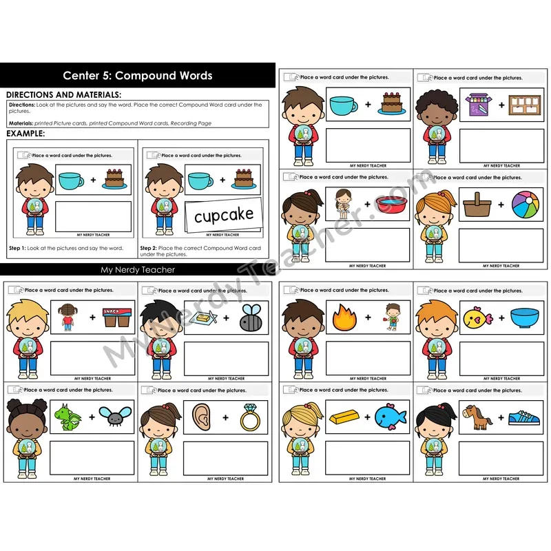 Morning Bins: Compound Words Picture Match Cards — Winter Theme