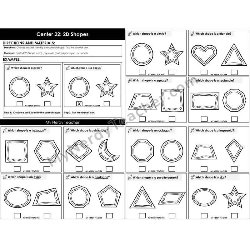 Morning Bins: 2D Shapes Identification Task Cards — Winter Gingerbread Theme
