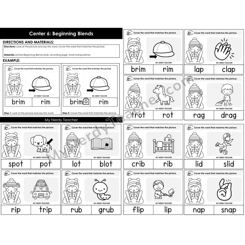 Morning Bins: Beginning Blends Picture Match Cards — Winter Theme