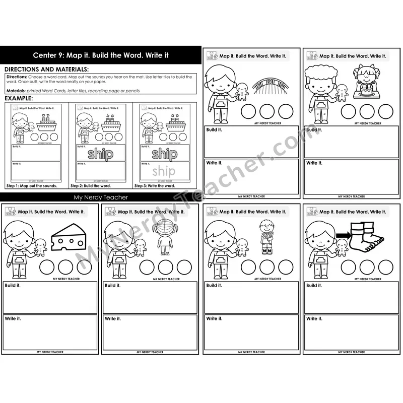 Morning Bins: Map It, Build It, Write It Phoneme Segmentation Cards — Winter Theme