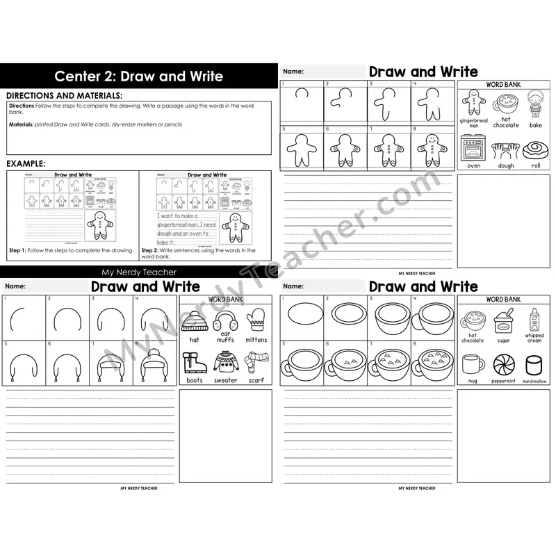Morning Bins: Directed Drawing and Sentence Writing — Winter Theme