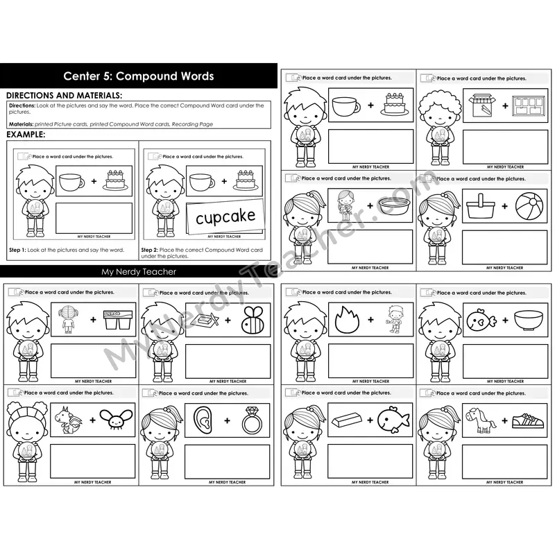 Morning Bins: Compound Words Picture Match Cards — Winter Theme