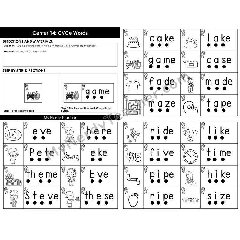 Morning Bins: CVCe Words Phoneme Mapping Puzzles — Summer Theme
